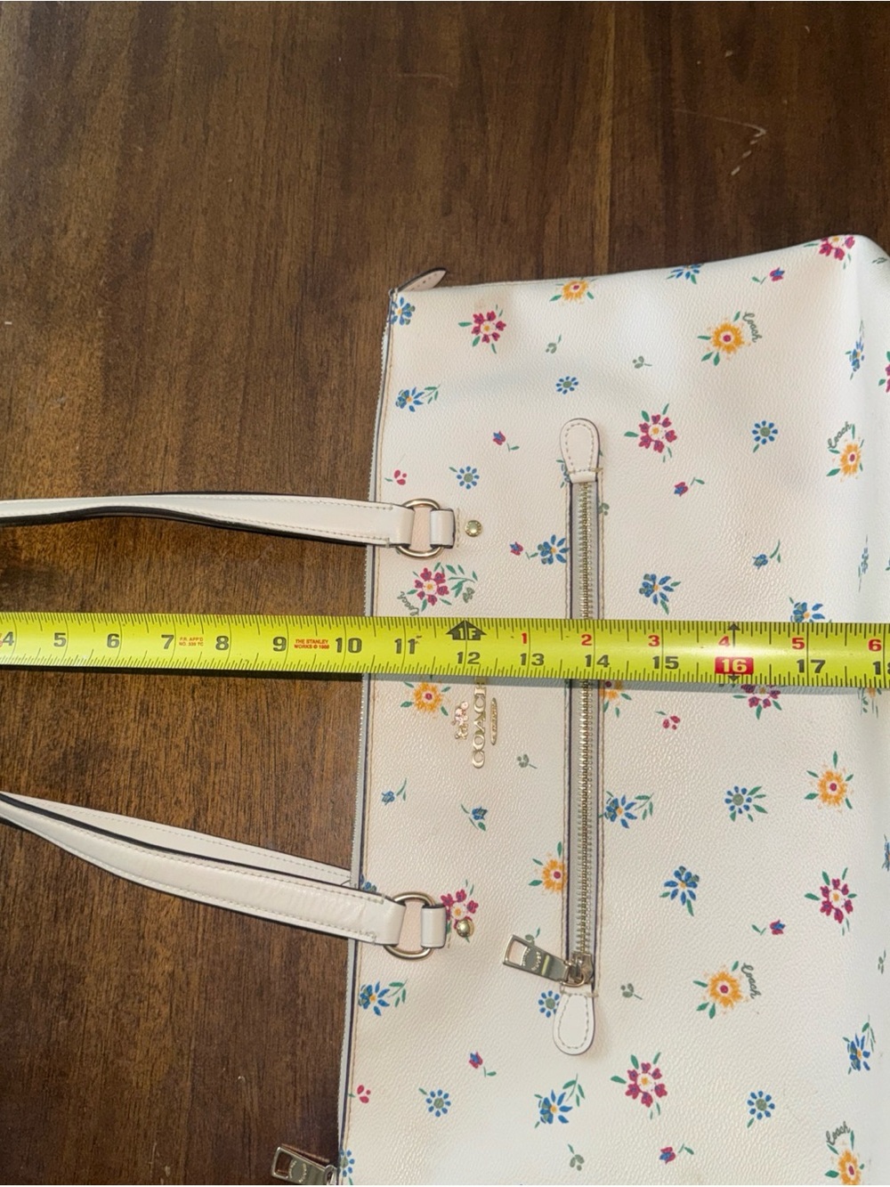 Coach Gallery Leather Tote w/ Wild Meadow Print Gold Chalk Multi C4251 Floral - Picture 14 of 14